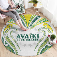 Rugby Cook Islands Avaiki Round Carpet White Kuki Airani Tribal Maori Inspired - Polynesian Pride