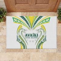 Rugby Cook Islands Avaiki Rubber Doormat White Kuki Airani Tribal Maori Inspired - Polynesian Pride