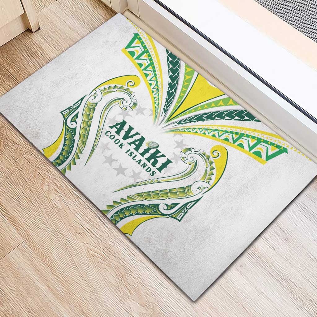 Rugby Cook Islands Avaiki Rubber Doormat White Kuki Airani Tribal Maori Inspired - Polynesian Pride