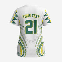 Custom Rugby Cook Islands Avaiki Scrub Top White Kuki Airani Tribal Maori Inspired - Polynesian Pride