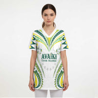 Custom Rugby Cook Islands Avaiki Scrub Top White Kuki Airani Tribal Maori Inspired - Polynesian Pride