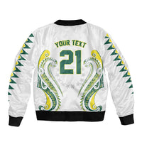 Custom Rugby Cook Islands Avaiki Sleeve Zip Bomber Jacket White Kuki Airani Tribal Maori Inspired - Polynesian Pride