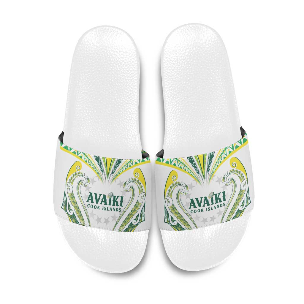 Rugby Cook Islands Avaiki Slide Sandals White Kuki Airani Tribal Maori Inspired - Polynesian Pride