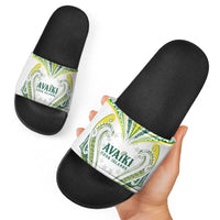 Rugby Cook Islands Avaiki Slide Sandals White Kuki Airani Tribal Maori Inspired - Polynesian Pride