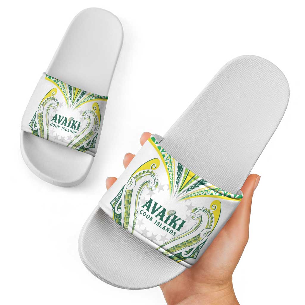 Rugby Cook Islands Avaiki Slide Sandals White Kuki Airani Tribal Maori Inspired - Polynesian Pride