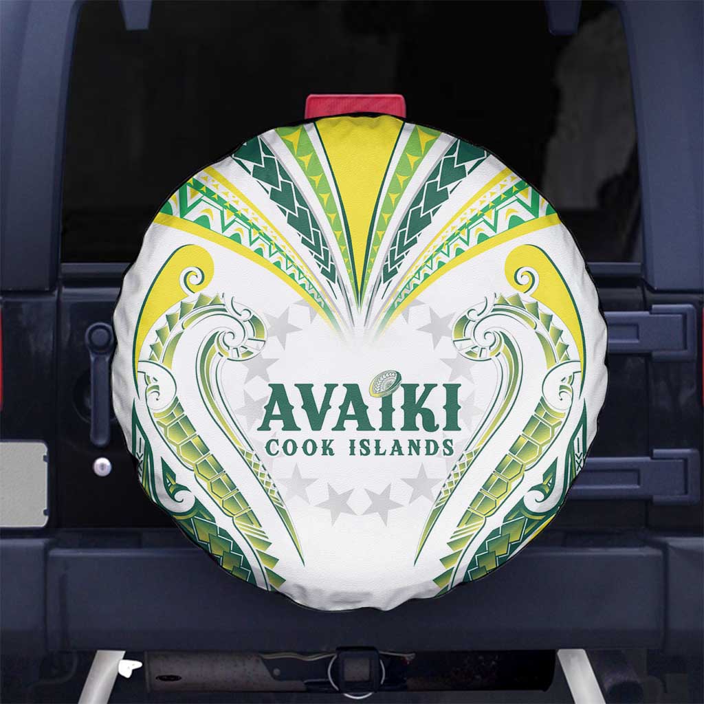 Rugby Cook Islands Avaiki Spare Tire Cover White Kuki Airani Tribal Maori Inspired - Polynesian Pride