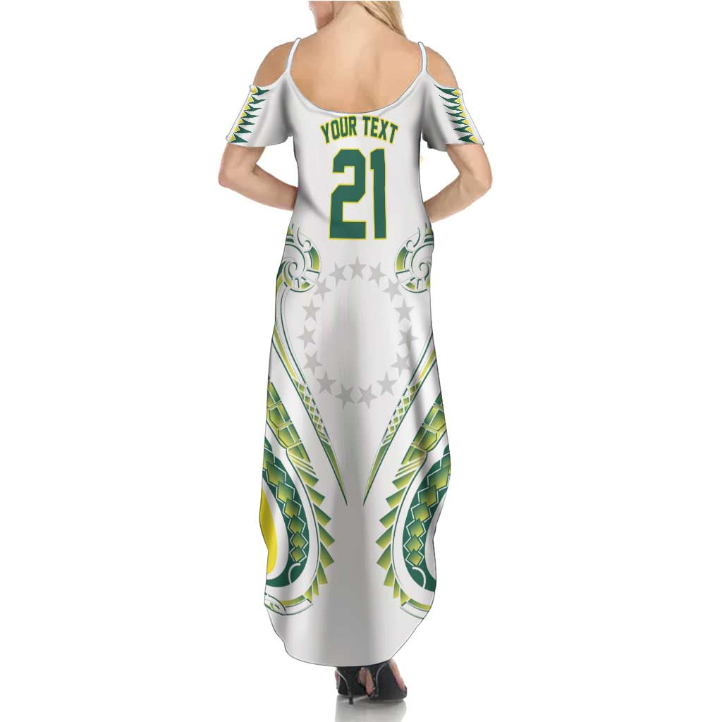 Custom Rugby Cook Islands Avaiki Summer Maxi Dress White Kuki Airani Tribal Maori Inspired - Polynesian Pride