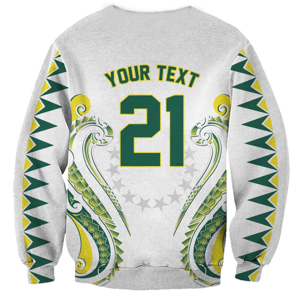 Custom Rugby Cook Islands Avaiki Sweatshirt White Kuki Airani Tribal Maori Inspired - Polynesian Pride