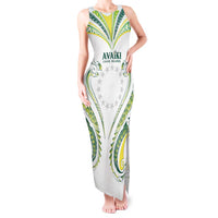 Custom Rugby Cook Islands Avaiki Tank Maxi Dress White Kuki Airani Tribal Maori Inspired - Polynesian Pride