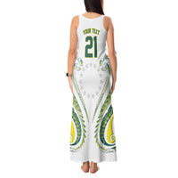 Custom Rugby Cook Islands Avaiki Tank Maxi Dress White Kuki Airani Tribal Maori Inspired - Polynesian Pride