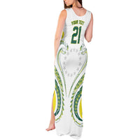 Custom Rugby Cook Islands Avaiki Tank Maxi Dress White Kuki Airani Tribal Maori Inspired - Polynesian Pride