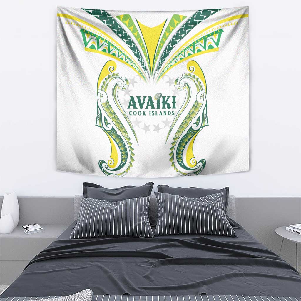 Rugby Cook Islands Avaiki Tapestry White Kuki Airani Tribal Maori Inspired - Polynesian Pride
