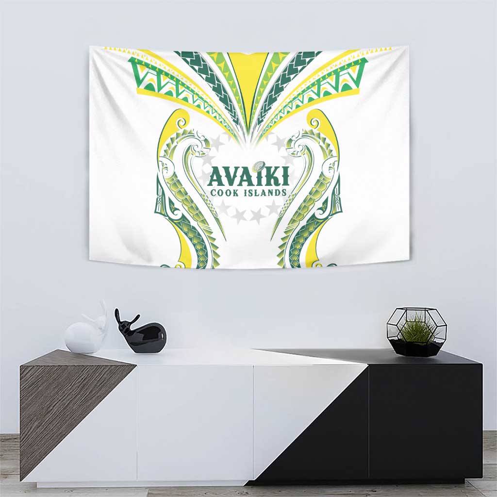 Rugby Cook Islands Avaiki Tapestry White Kuki Airani Tribal Maori Inspired - Polynesian Pride