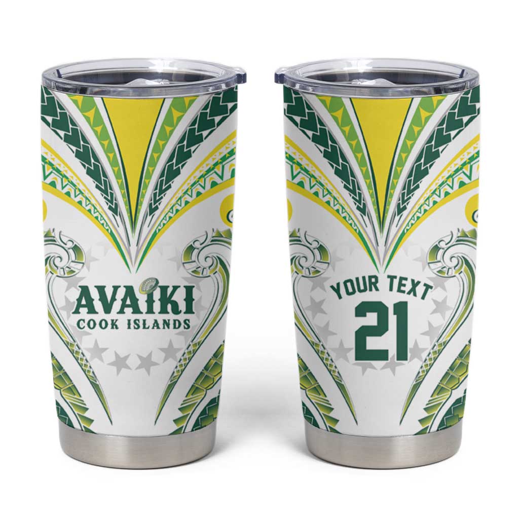 Custom Rugby Cook Islands Avaiki Tumbler Cup White Kuki Airani Tribal Maori Inspired - Polynesian Pride
