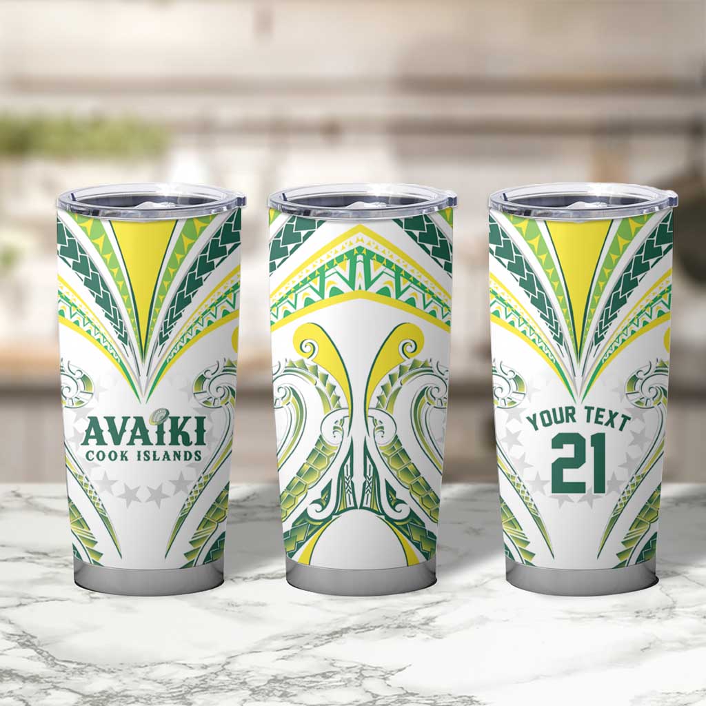 Custom Rugby Cook Islands Avaiki Tumbler Cup White Kuki Airani Tribal Maori Inspired - Polynesian Pride