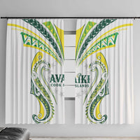 Rugby Cook Islands Avaiki Window Curtain White Kuki Airani Tribal Maori Inspired - Polynesian Pride