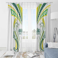 Rugby Cook Islands Avaiki Window Curtain White Kuki Airani Tribal Maori Inspired - Polynesian Pride