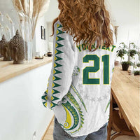 Custom Rugby Cook Islands Avaiki Women Casual Shirt White Kuki Airani Tribal Maori Inspired - Polynesian Pride