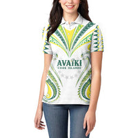 Custom Rugby Cook Islands Avaiki Women Polo Shirt White Kuki Airani Tribal Maori Inspired - Polynesian Pride