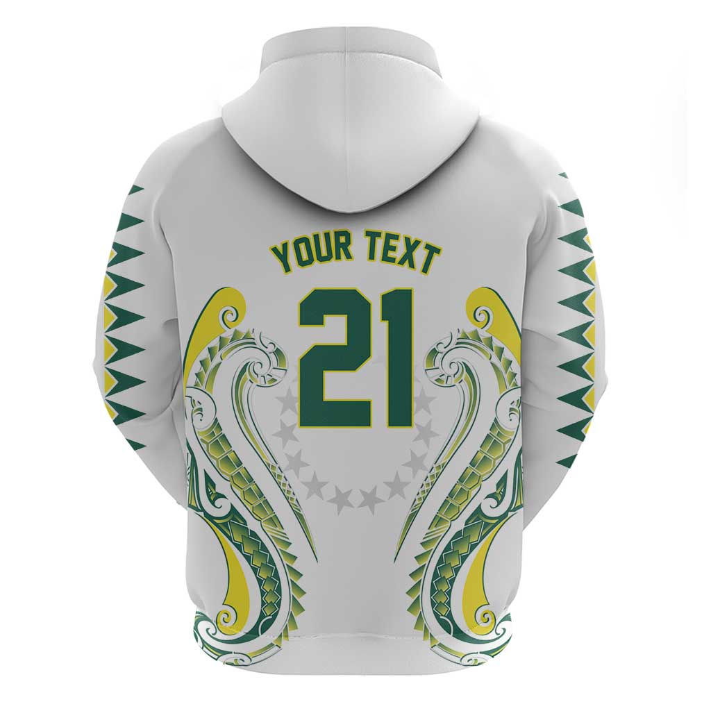 Custom Rugby Cook Islands Avaiki Zip Hoodie White Kuki Airani Tribal Maori Inspired - Polynesian Pride