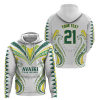 Custom Rugby Cook Islands Avaiki Zip Hoodie White Kuki Airani Tribal Maori Inspired - Polynesian Pride