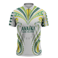 Custom Rugby Cook Islands Avaiki Zipper Polo Shirt White Kuki Airani Tribal Maori Inspired - Polynesian Pride