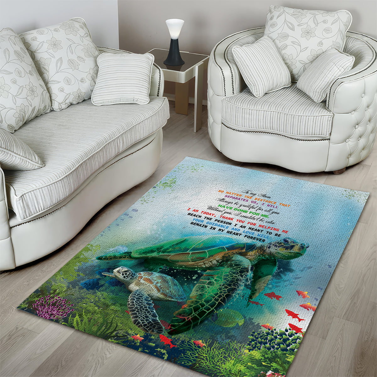Polynesia Mother's Day Area Rug Magnificent Sea Turtle Of Love and Gratitude