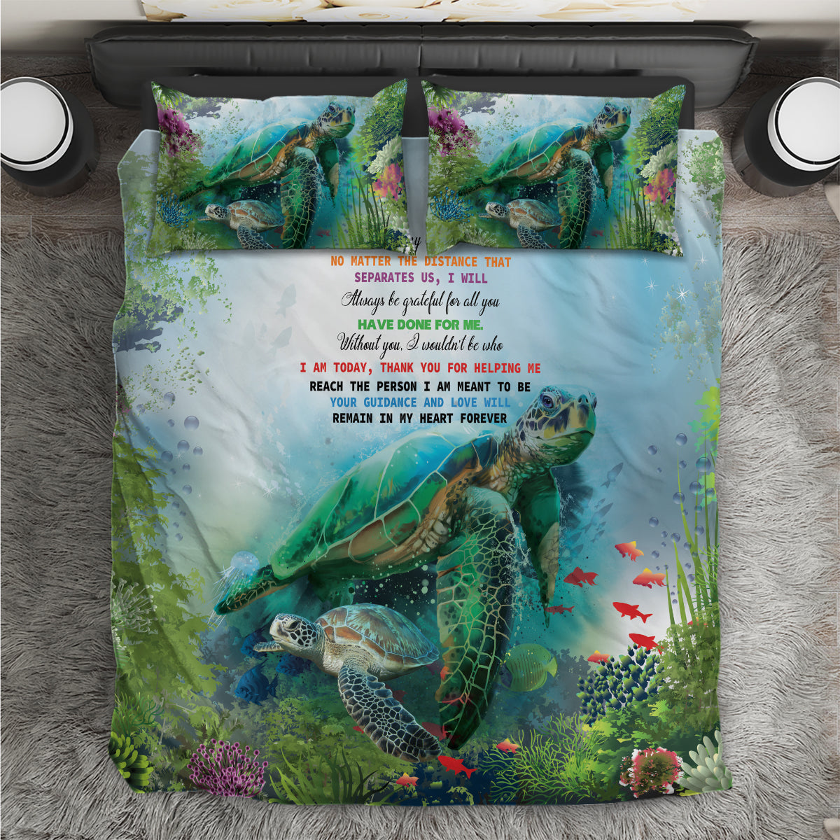 Polynesia Mother's Day Bedding Set Magnificent Sea Turtle Of Love and Gratitude LT9 Blue - Polynesian Pride