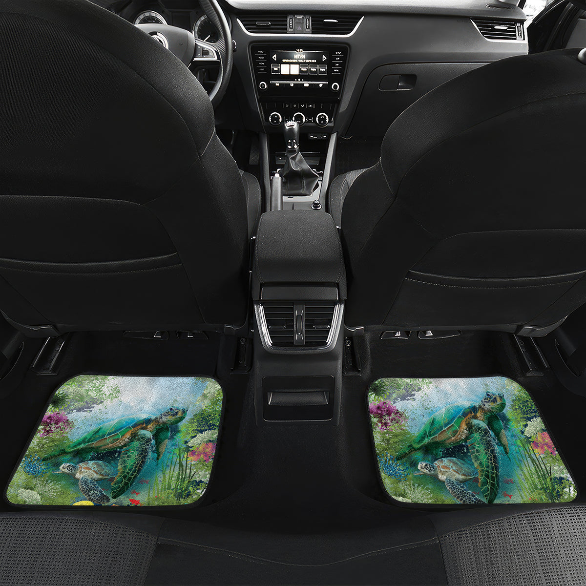 Polynesia Mother's Day Car Mats Magnificent Sea Turtle Of Love and Gratitude LT9 Set 2pcs - Back Blue - Polynesian Pride