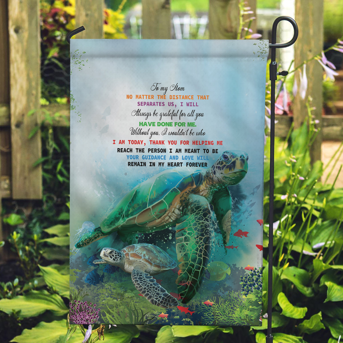 Polynesia Mother's Day Garden Flag Magnificent Sea Turtle Of Love and Gratitude LT9 Garden Flag Blue - Polynesian Pride