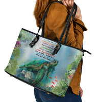 Polynesia Mother's Day Leather Tote Bag Magnificent Sea Turtle Of Love and Gratitude LT9 - Polynesian Pride