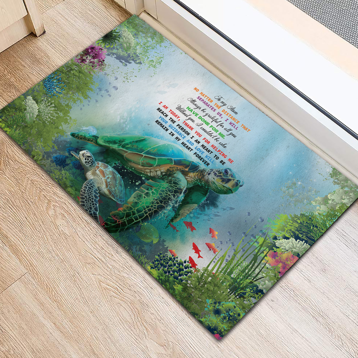 Polynesia Mother's Day Rubber Doormat Magnificent Sea Turtle Of Love and Gratitude LT9 - Polynesian Pride