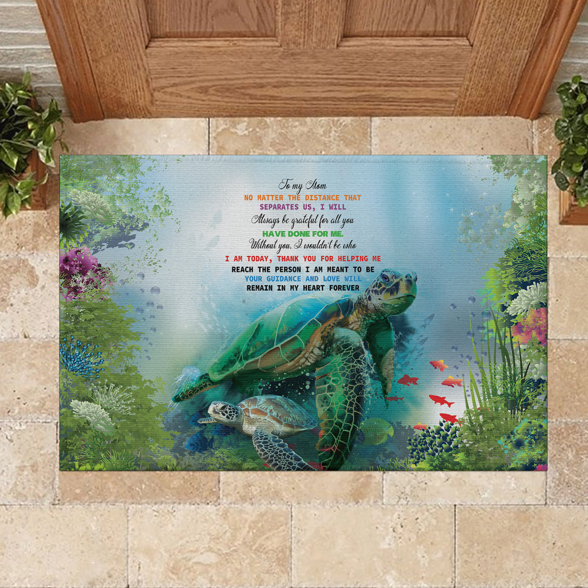 Polynesia Mother's Day Rubber Doormat Magnificent Sea Turtle Of Love and Gratitude LT9 - Polynesian Pride