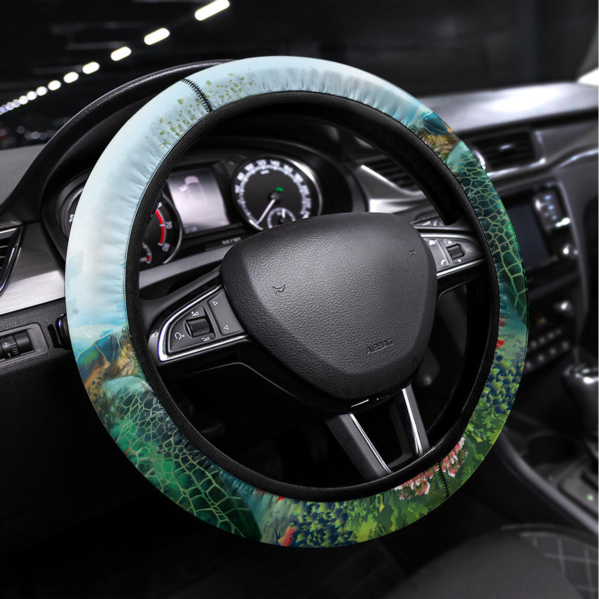 Polynesia Mother's Day Steering Wheel Cover Magnificent Sea Turtle Of Love and Gratitude LT9 Universal Fit Blue - Polynesian Pride