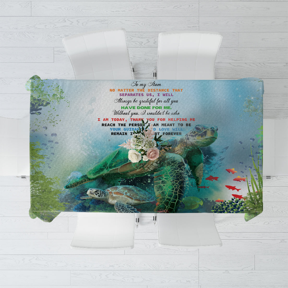 Polynesia Mother's Day Tablecloth Magnificent Sea Turtle Of Love and Gratitude LT9 Blue - Polynesian Pride