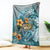 Sea Turtle In The Ocean Blanket with Polynesian Pattern Arty Style