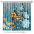 Sea Turtle In The Ocean Shower Curtain with Polynesian Pattern Arty Style