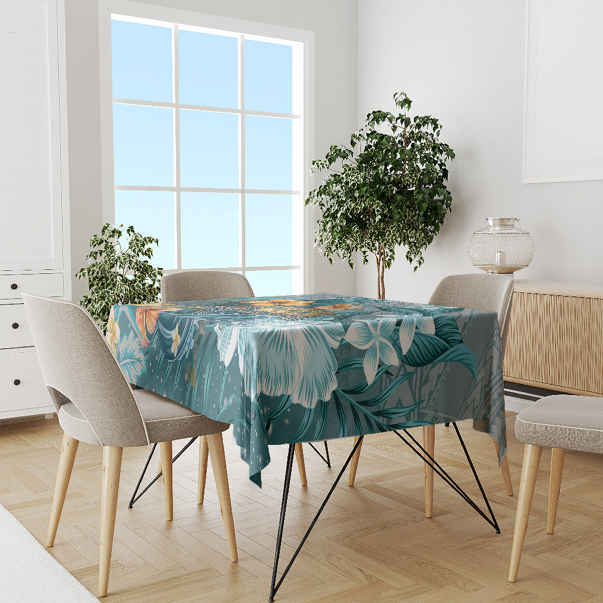 Sea Turtle In The Ocean Tablecloth with Polynesian Pattern Arty Style LT9 - Polynesian Pride
