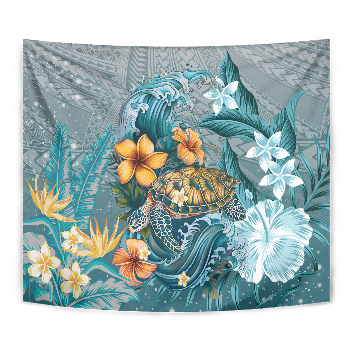 Sea Turtle In The Ocean Tapestry with Polynesian Pattern Arty Style LT9 - Polynesian Pride