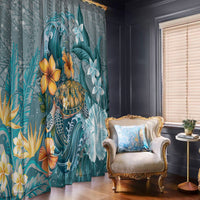 Sea Turtle In The Ocean Window Curtain with Polynesian Pattern Arty Style LT9 - Polynesian Pride
