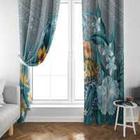 Sea Turtle In The Ocean Window Curtain with Polynesian Pattern Arty Style LT9 - Polynesian Pride