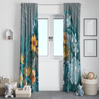 Sea Turtle In The Ocean Window Curtain with Polynesian Pattern Arty Style LT9 - Polynesian Pride