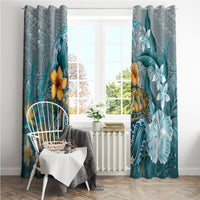 Sea Turtle In The Ocean Window Curtain with Polynesian Pattern Arty Style LT9 - Polynesian Pride