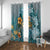 Sea Turtle In The Ocean Window Curtain with Polynesian Pattern Arty Style