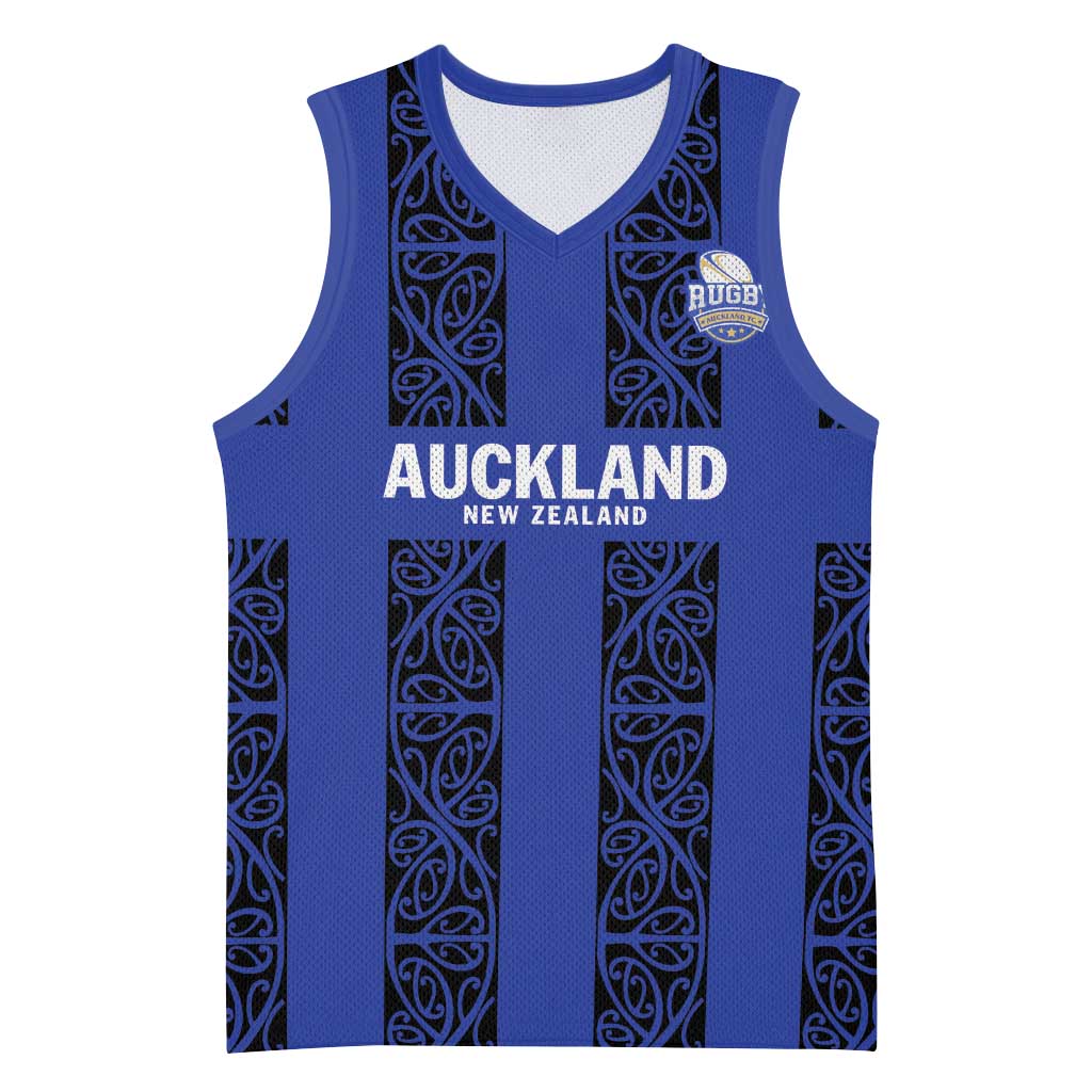 Custom Oceania Football NZ Auckland Basketball Jersey Maori Tribal Pattern LT9 Unisex Blue - Polynesian Pride