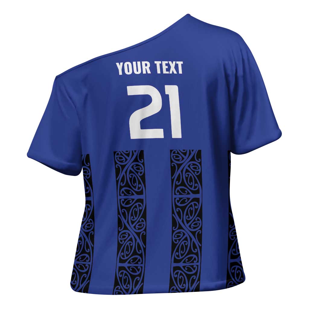 Custom Oceania Football NZ Auckland Cross Shoulder Shirt Maori Tribal Pattern LT9 - Polynesian Pride