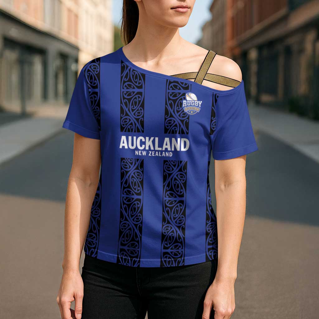 Custom Oceania Football NZ Auckland Cross Shoulder Shirt Maori Tribal Pattern LT9 - Polynesian Pride