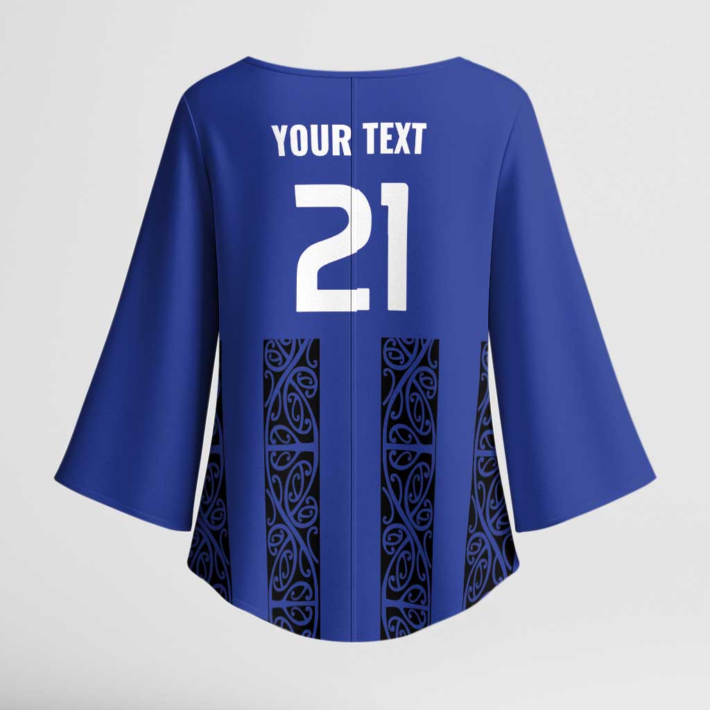 Custom Oceania Football NZ Auckland Kimono Sleeve Blouse Maori Tribal Pattern LT9 - Polynesian Pride