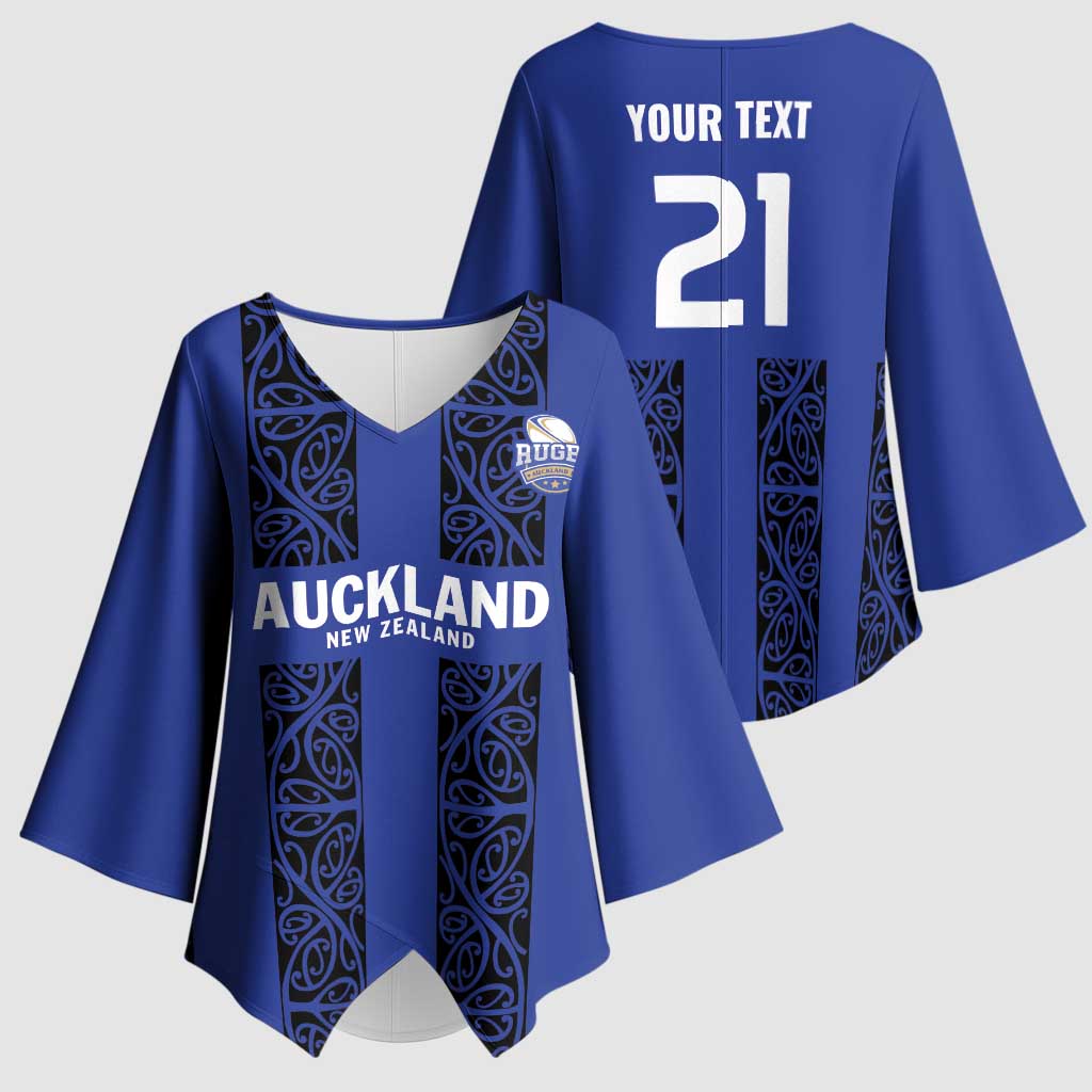 Custom Oceania Football NZ Auckland Kimono Sleeve Blouse Maori Tribal Pattern LT9 - Polynesian Pride