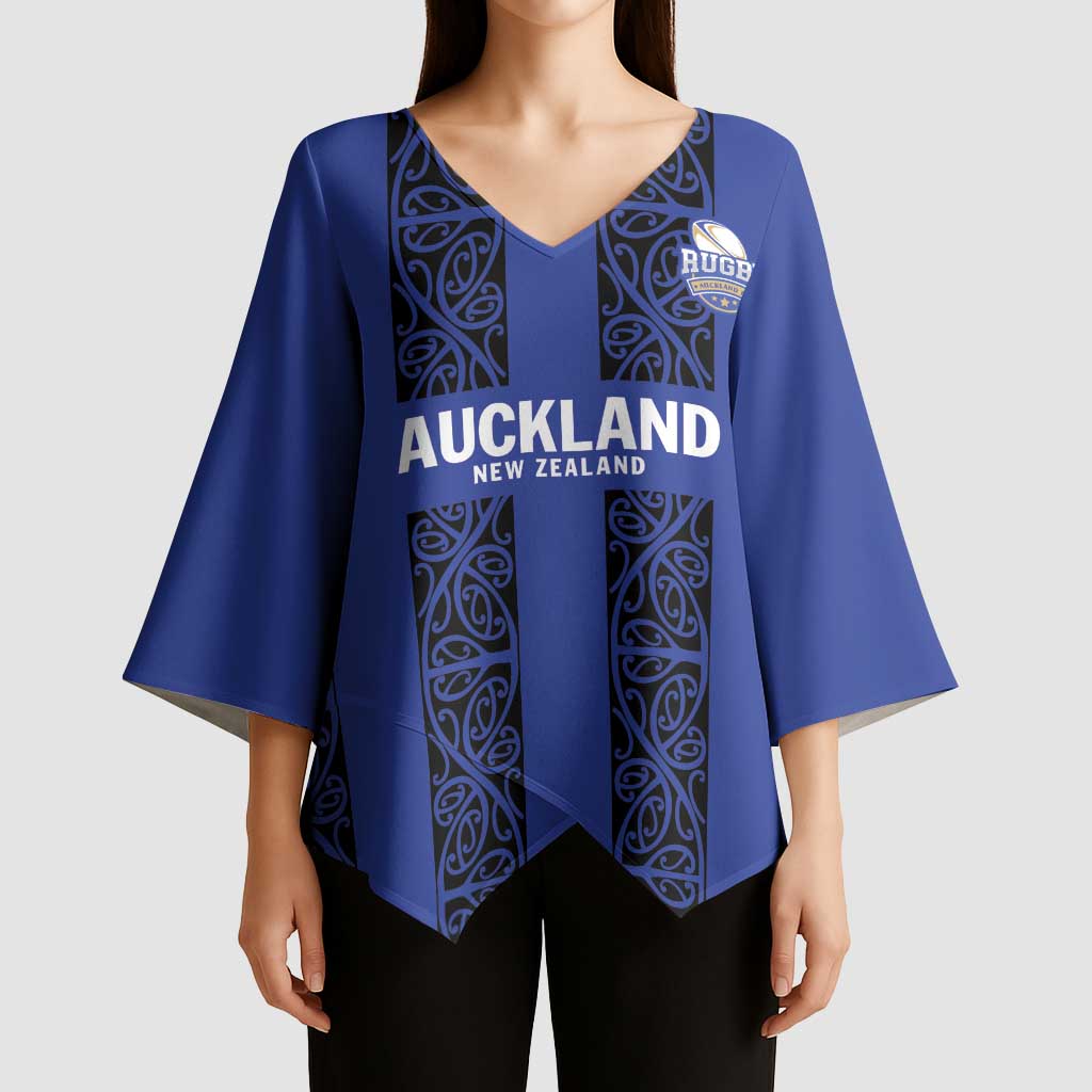 Custom Oceania Football NZ Auckland Kimono Sleeve Blouse Maori Tribal Pattern LT9 - Polynesian Pride